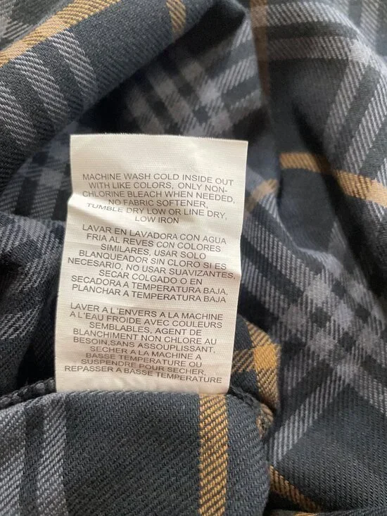 Lee Mens Long Sleeve Plaid Button-Up Shirt Gray & Brown Size Large - Picture 10 of 10